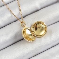 316L Çelik Zincir Açılabilir Sanatsal Vintage Çiçek Model Gold Renk Kadın Kolye
