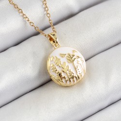 316L Çelik Zincir Açılabilir Sanatsal Vintage Çiçek Model Gold Renk Kadın Kolye