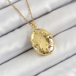 316L Çelik Zincir Açılabilir Sarmaşık Model Zirkon Taşlı Gold Renk Kadın Kolye