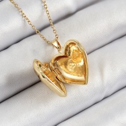 316L Çelik Zincir Açılabilir Kelebek Figürlü Kalp Model Zirkon Taşlı Gold Renk Kadın Kolye