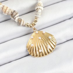 316L Çelik Gold Renk Deniz Kabuğu Modelli Kadın Kolye