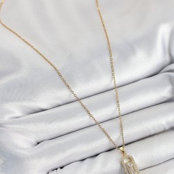 316L Çelik Zirkon Taşlı Messika Model Gold Renk Kadın Kolye