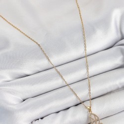 316L Çelik Zirkon Taşlı Kelebek Model Gold Renk Kadın Kolye