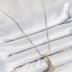 316L Çelik Zirkon Taşlı Çizme Model Gümüş Renk Kadın Kolye