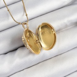 316L Çelik Zincir Açılabilir Anka Kuşu Model Zirkon Taşlı Gold Renk Kadın Kolye
