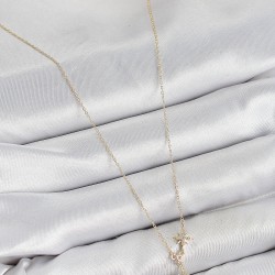 Pirinç Zirkon Taşlı Kutup Yıldızı Model Gold Renk Kadın Kolye