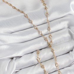 Pirinç Zirkon Taşlı Yıldız Model Gold Renk Kadın Y Kolye