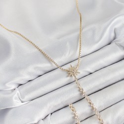 Pirinç Zirkon Taşlı Kutup Yıldızı Model Gümüş Renk Y Kolye