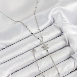 Pirinç Zirkon Taşlı Yıldız Model Gümüş Renk Y Kolye