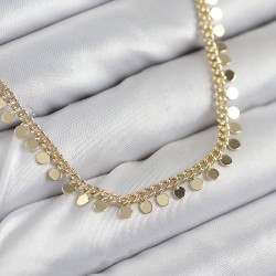 Pirinç Sıralı Pul Zincir Model Gold Renk Kadın Kolye