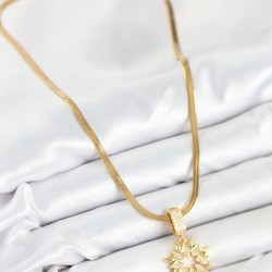316L Çelik Zirkon Taşlı Yıldız Model Gold Renk Kadın Kolye