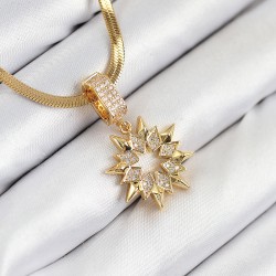 316L Çelik Zirkon Taşlı Yıldız Model Gold Renk Kadın Kolye