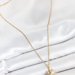 316L Çelik Zirkon Taşlı Kutup Yıldızı Model Gold Renk Kadın Kolye