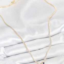 Pirinç Zirkon Taşlı Su Yolu Göz Model Gold Renk Kadın Kolye