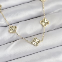 Pirinç Gold Renk Yonca Kadın Kolye