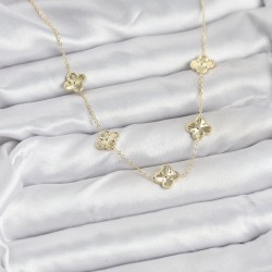 Pirinç Gold Renk Yonca Kadın Kolye