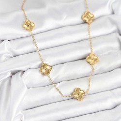 316L Çelik Zincir Gold Renk Yonca Kadın Kolye
