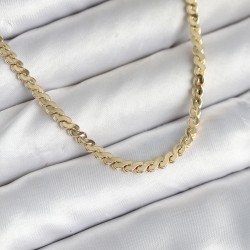 60 cm Gold Renk Pirinç Yassı Zincir Model Kadın Kolye