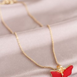 Kırmızı Kelebek Model Kadın Kolye