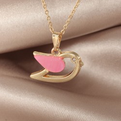 Sedefli Pembe Renk Kuş Kolye