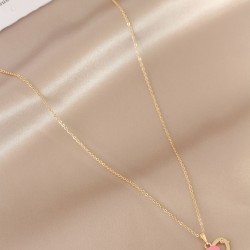 Sedefli Pembe Renk Kuş Kolye