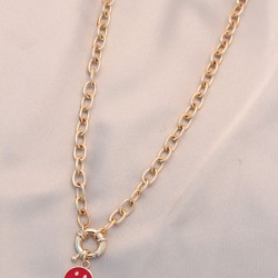 Yeni Sezon Kırmızı Renk Smile Model Retro Gold Metal Kolye