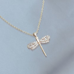 Yusufçuk Tasarımlı Gold Metal Taşlı Kadın Kolye