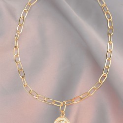 Aslan Figürlü Gold Metal Zincirli Kadın Kolye