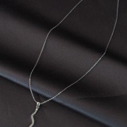 Silver Renk Metal Zirkon Taşlı Şimşek Kolye