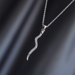 Silver Renk Metal Zirkon Taşlı Şimşek Kolye