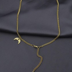 Çelik Gold Renk Çapa Tasarımlı Kadın Kolye