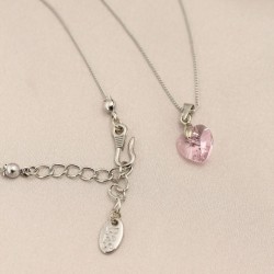 Gümüş Renk Metal Pembe Minimal Kalp Detay Kadın Kolye