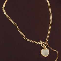 Çelik Taşlı Kalp Model Retro Kolye