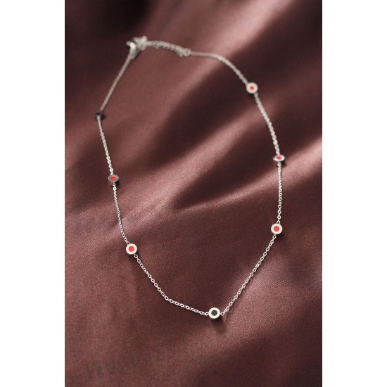 Çelik Gümüş Renk Zincir Çift Renkli Minimal Oval Tasarım Kolye Çelik Gümüş Renk Zincir Çift Renkli Minimal Oval Tasarım Kolye