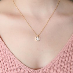 Kristal ve Zirkon Taşlı Oval Kolye