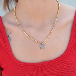 Yıldız Model Çelik Gold Renk Kadın Kolye