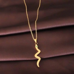 Yılan Figürlü Gold Renk Çelik Kadın Kolye