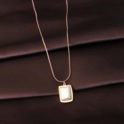 Kare İnci Rose Gold Renk Çelik Kadın Kolye