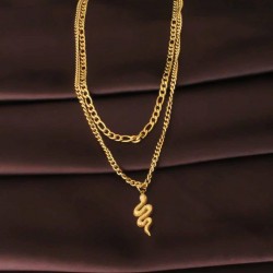 Yılan Figürlü Gold Renk Zincir Çelik Kadın Kolye