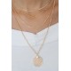 Lotus Çiçeği ve Zirkon Taş Detaylı Gold Renk Kadın Kombin Kolye Lotus Çiçeği ve Zirkon Taş Detaylı Gold Renk Kadın Kombin Kolye