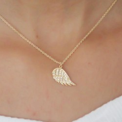 Gold Renk Zirkon Taşlı Kanat Kadın Kolye