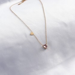 316L Çelik Zirkon Pembe Kalp Kadın Kolye