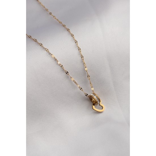 316L Çelik Gold Renk Halka Kalp Model Zirkon Taşlı Kadın Kolye 316L Çelik Gold Renk Halka Kalp Model Zirkon Taşlı Kadın Kolye