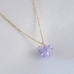 316L Çelik Gold Renk Mor Lotus Figür Kadın Kolye
