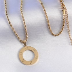 316L Çelik Gold Renk 60cm Burgu Zincir Kadın Kolye