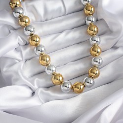 Pirinç Gümüş Gold Renk Top Model Kadın Kolye