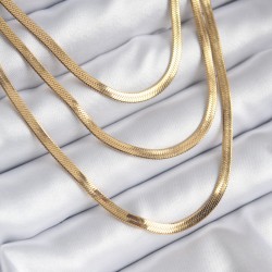 316L Çelik Gold Renk 3'lü İtalyan Zincir Model Kadın Kolye