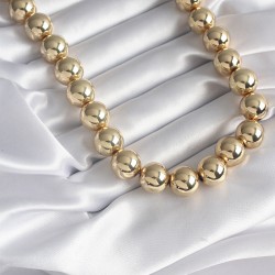 316L Çelik Gold Renk Top Model Kadın Kolye