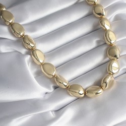 316L Çelik Gold Renk Çakıl Taşı Model Kadın Kolye