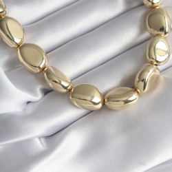 316L Çelik Gold Renk Çakıl Taşı Model Kadın Kolye